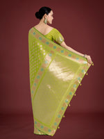 Thumbnail for Monjolika Fashion Lime Green Colour Banarasi Silk Zari Weaving Classic Saree
