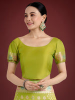 Thumbnail for Monjolika Fashion Lime Green Colour Banarasi Silk Zari Weaving Classic Saree