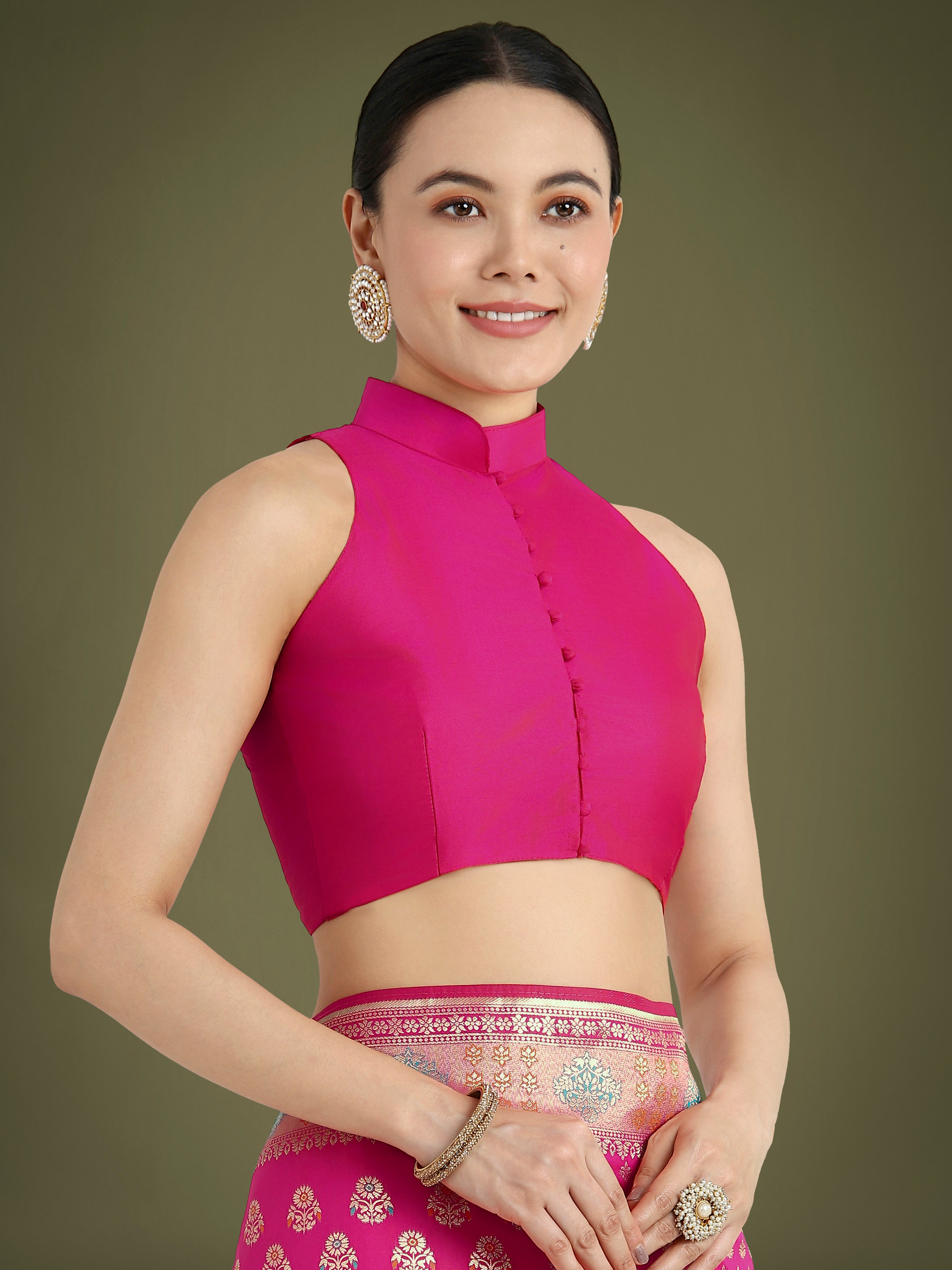 Monjolika Fashion Rani Pink Colour Banarasi Silk Zari Weaving Classic Saree