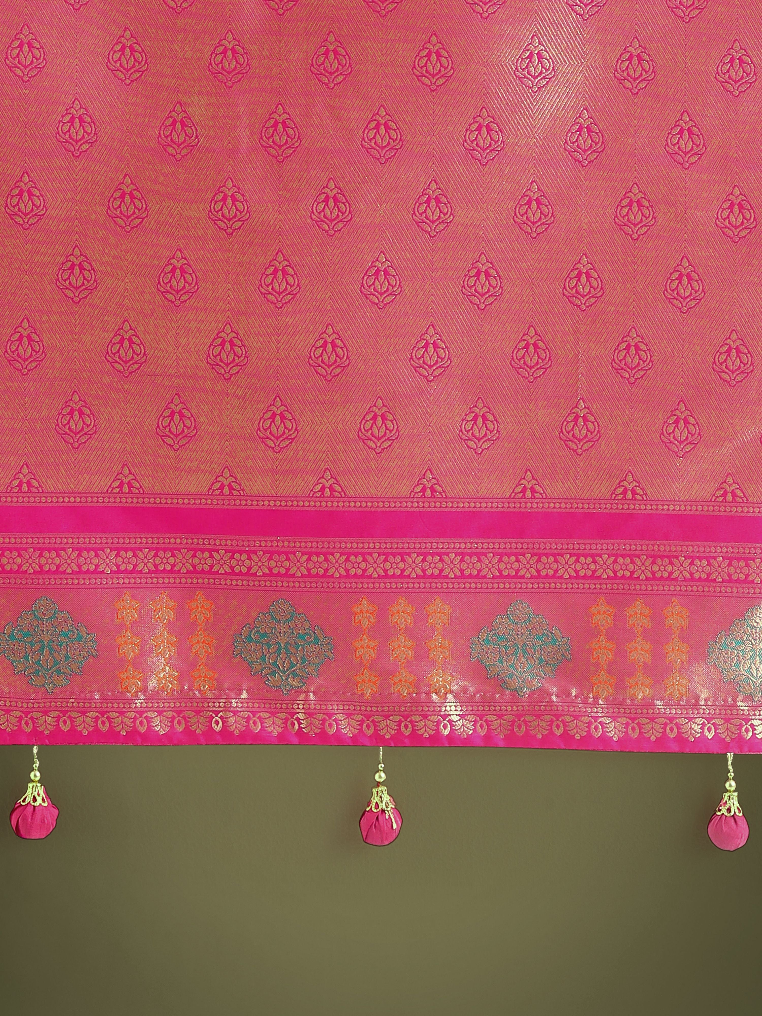 Monjolika Fashion Rani Pink Colour Banarasi Silk Zari Weaving Classic Saree