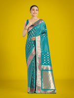 Thumbnail for Monjolika Fashion Cyan blue Colour Banarasi Silk Zari Weaving Classic Saree