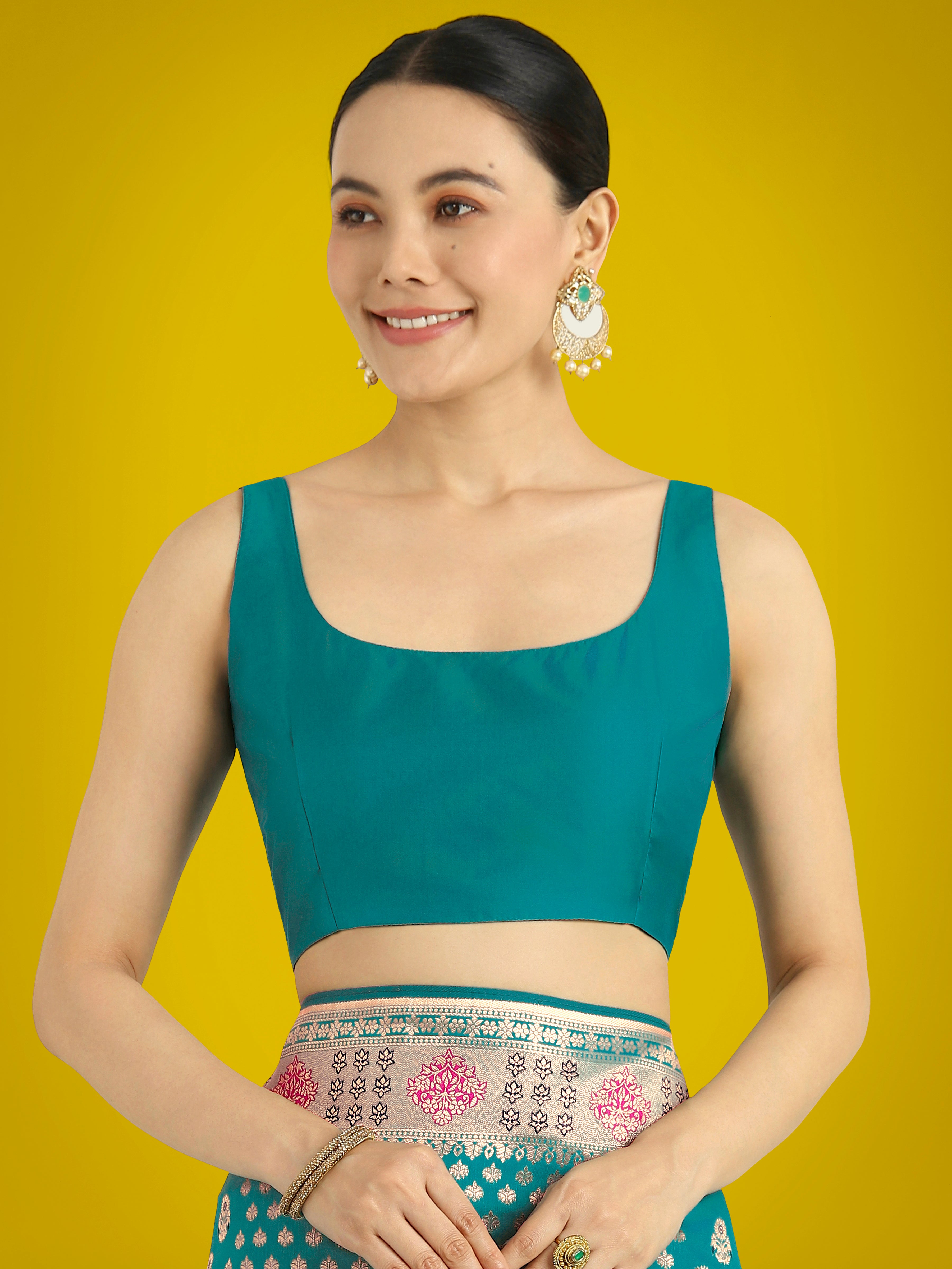 Monjolika Fashion Cyan blue Colour Banarasi Silk Zari Weaving Classic Saree