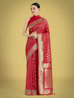 Thumbnail for Monjolika Fashion Red Colour Banarasi Silk Zari Weaving Classic Saree