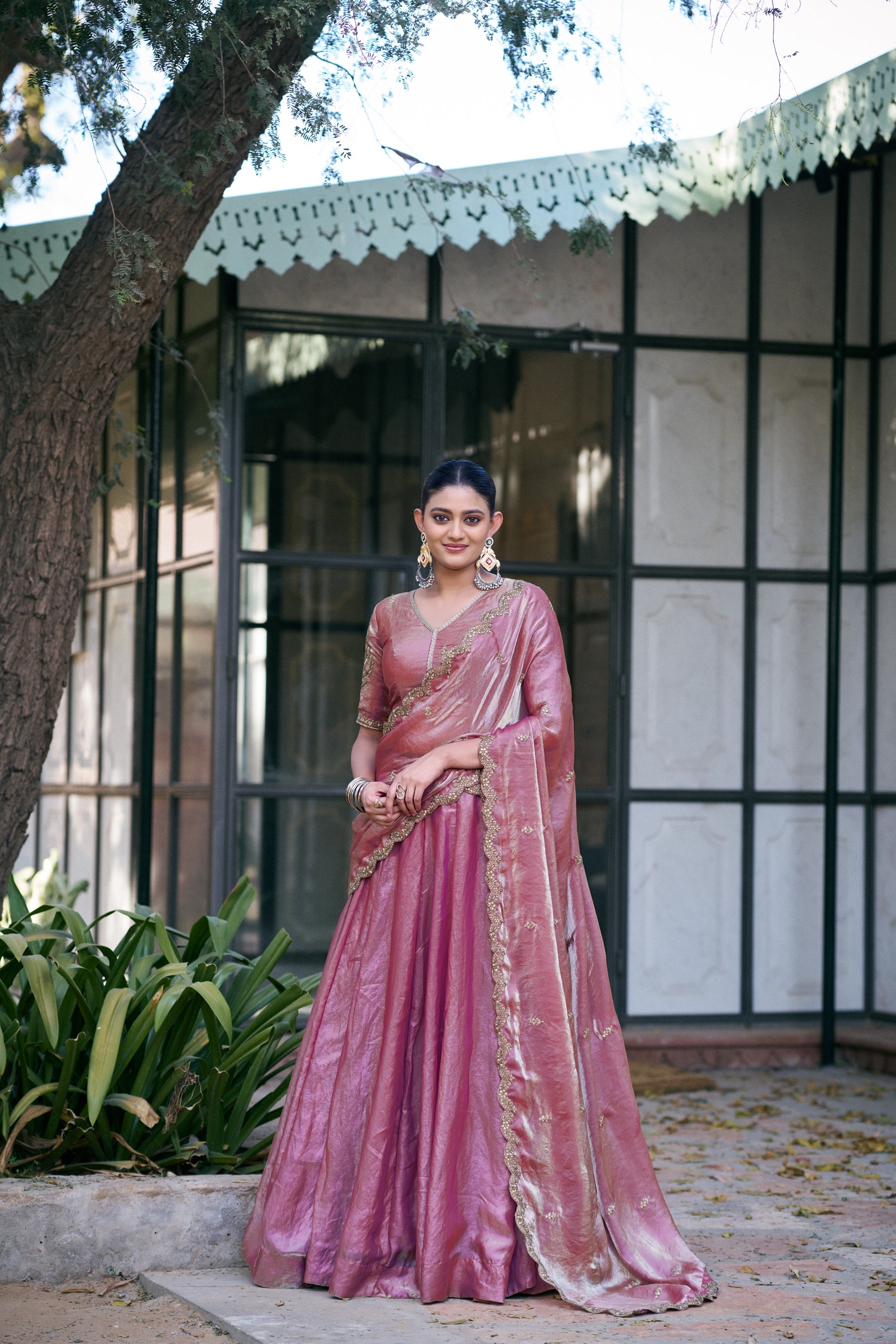 Lorenvalley Fashion Lightpink Fendi Silk Sequins And Thread Embroidery Work Belt Lehenga Choli With Dupatta - Dista