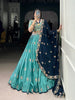 Lorenvalley Skyblue Slab Silk Sequins and Thread Embroidery Work Lehenga Choli with Dupatta - Distacart