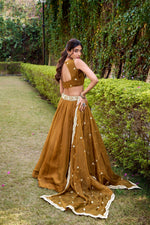 Thumbnail for Lorenvalley Fashion Brown Chanda Silk Plain With Sequins and Thread Embroidery Work Belt Lehenga Choli with Dupatta - Distacart