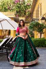Thumbnail for Lorenvalley Fashion Silk Satin Sequins and Thread Embroidery Work Lehenga Choli with Dupatta - Distacart