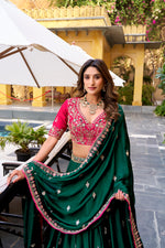 Thumbnail for Lorenvalley Fashion Silk Satin Sequins and Thread Embroidery Work Lehenga Choli with Dupatta - Distacart