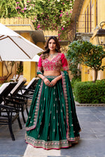 Thumbnail for Lorenvalley Fashion Silk Satin Sequins and Thread Embroidery Work Lehenga Choli with Dupatta - Distacart