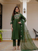 Vedant Vastram Viscose Silk Embroidery & Sequence Work Stitched Salwar Suit Set-Green - Distacart