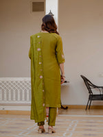 Thumbnail for Vedant Vastram Viscose Silk Embroidery & Sequence Work Stitched Salwar Suit Set-Mehandi - Distacart