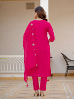 Thumbnail for Vedant Vastram Viscose Silk Embroidery & Sequence Work Stitched Salwar Suit Set-Pink - Distacart