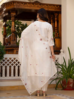 Thumbnail for Vedant Vastram Viscose Silk Embroidery & Sequence Work Stitched Salwar Suit Set-White - Distacart