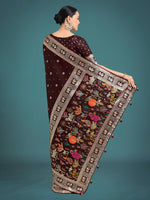 Thumbnail for Monjolika Fashion Gorgeous Maroon Woven Banarasi Designer Satin Silk Saree