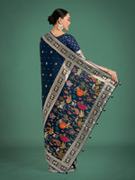 Thumbnail for Monjolika Fashion Gorgeous Blue Woven Banarasi Designer Satin Silk Saree