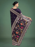 Thumbnail for Monjolika Fashion Gorgeous Purple Woven Banarasi Designer Satin Silk Saree