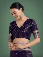 Thumbnail for Monjolika Fashion Gorgeous Purple Woven Banarasi Designer Satin Silk Saree