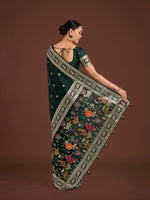 Thumbnail for Monjolika Fashion Gorgeous Dark Green Woven Banarasi Designer Satin Silk Saree