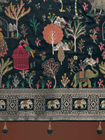 Thumbnail for Monjolika Fashion Gorgeous Dark Green Woven Banarasi Designer Satin Silk Saree