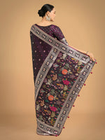 Thumbnail for Monjolika Fashion Gorgeous Wine Woven Banarasi Designer Satin Silk Saree
