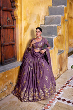 Thumbnail for Lorenvalley Fashion Lavender Crush Sequins and Thread Embroidery Work Lehenga Choli with Dupatta