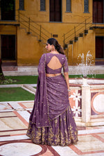 Thumbnail for Lorenvalley Fashion Lavender Crush Sequins and Thread Embroidery Work Lehenga Choli with Dupatta