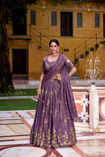 Thumbnail for Lorenvalley Fashion Lavender Crush Sequins and Thread Embroidery Work Lehenga Choli with Dupatta