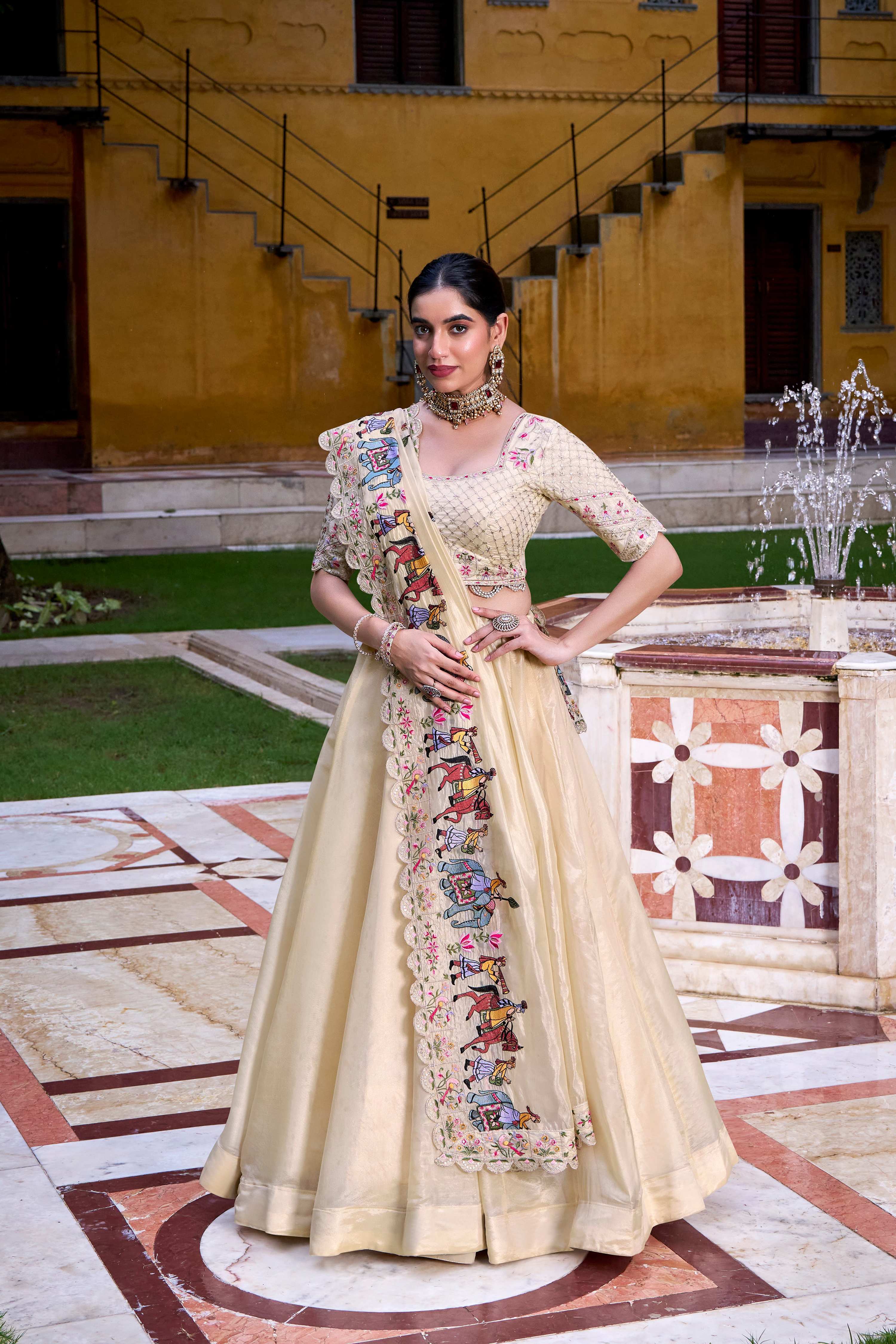 Lorenvalley Fashion Off White Raspberry Plain with Canvas and Can Can Lehenga Choli with Dupatta