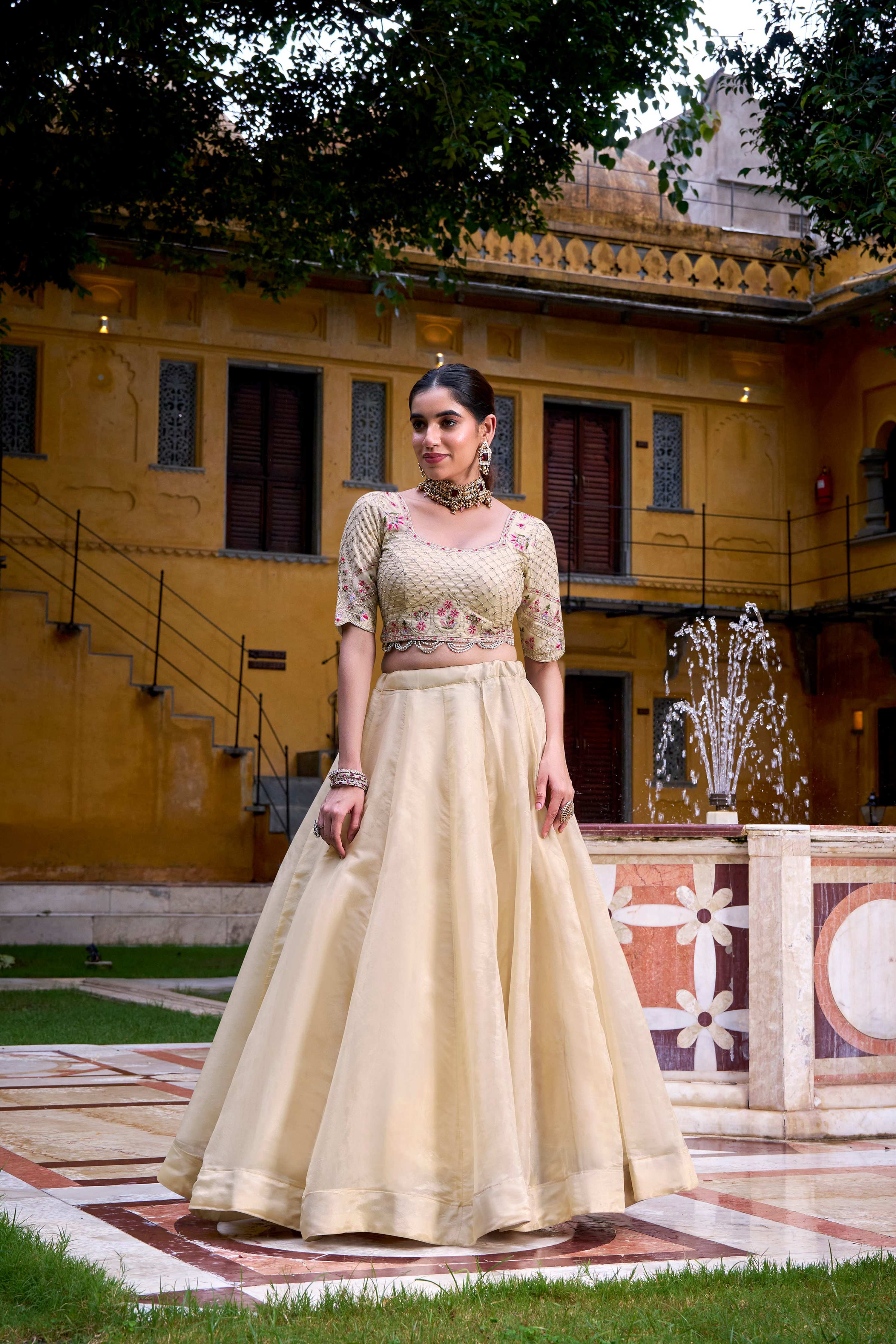 Lorenvalley Fashion Off White Raspberry Plain with Canvas and Can Can Lehenga Choli with Dupatta