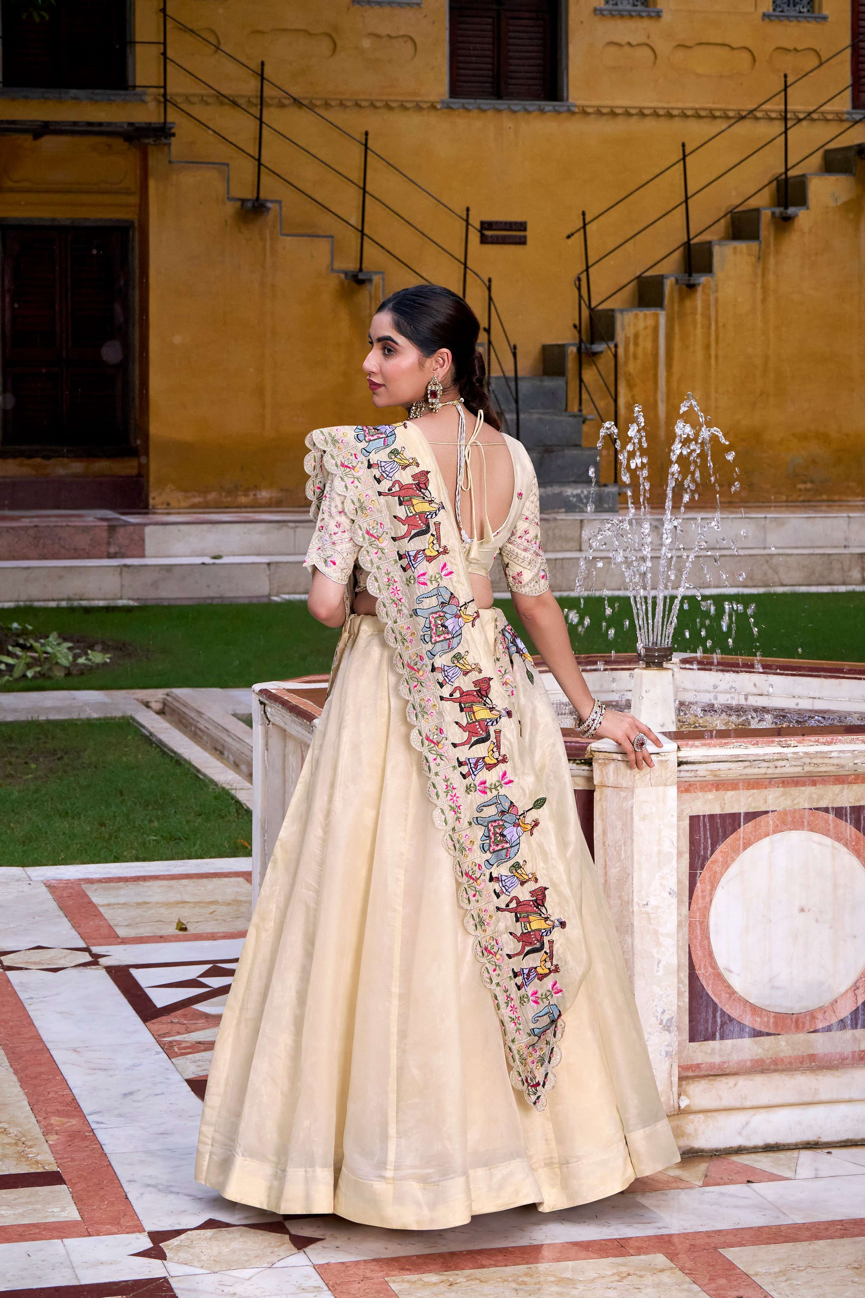 Lorenvalley Fashion Off White Raspberry Plain with Canvas and Can Can Lehenga Choli with Dupatta