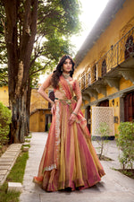 Thumbnail for Lorenvalley Fashion Rust Carike Silk Plain Lehenga Choli with Dupatta - Distacart