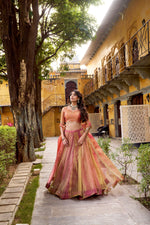 Thumbnail for Lorenvalley Fashion Rust Carike Silk Plain Lehenga Choli with Dupatta - Distacart