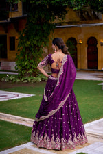 Thumbnail for Lorenvalley Fashion Purple Rangoli Crush Sequins and Thread Embroidery Work Lehenga Choli with Dupatta