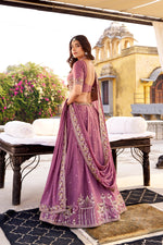 Thumbnail for Lorenvalley Fashion Lavender Crush Silk Sequins and Thread Embroidery Work Lehenga Choli with Dupatta