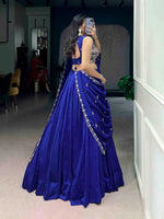 Thumbnail for Lorenvalley Fashion Royalblue P.C.Kashmiri Plain Lehenga Choli with Dupatta - Distacart