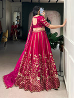 Thumbnail for Lorenvalley Fashion Ranipink Natural Silk Sequins and Thread Embroidery Work Lehenga Choli with Dupatta