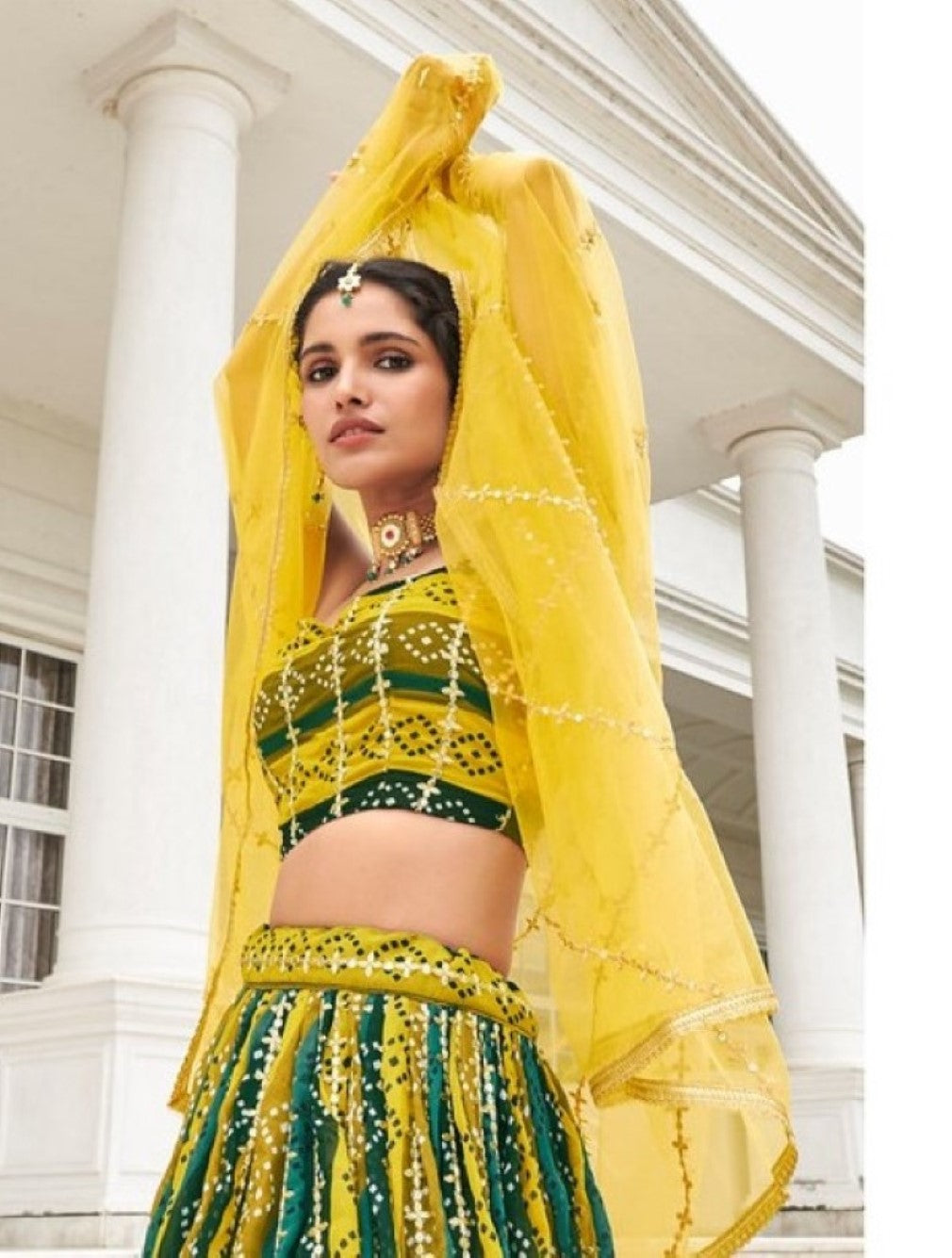 Anaita Multicolor Georgette Lehenga Choli With Sequence & Thread Work - Distacart