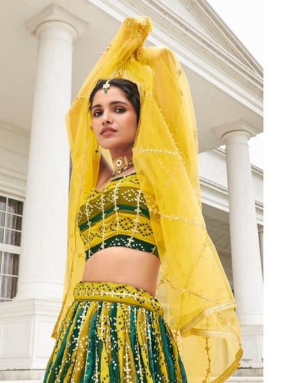 Anaita Multicolor Georgette Lehenga Choli With Sequence & Thread Work - Distacart