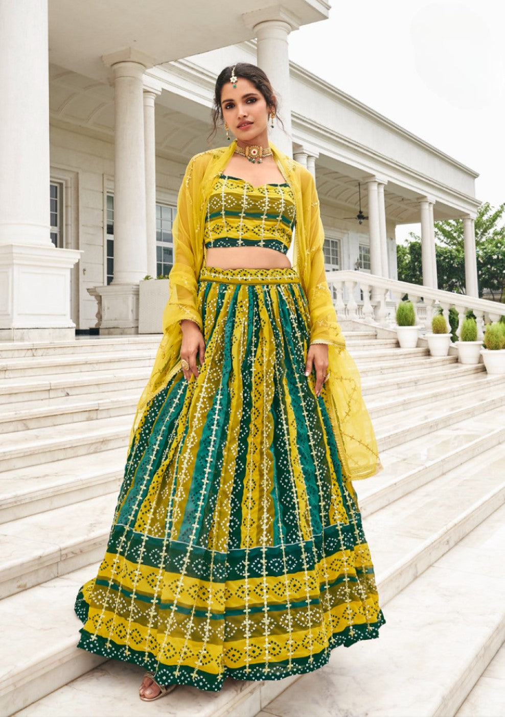 Anaita Multicolor Georgette Lehenga Choli With Sequence & Thread Work - Distacart