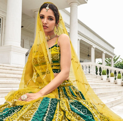 Anaita Multicolor Georgette Lehenga Choli With Sequence & Thread Work - Distacart