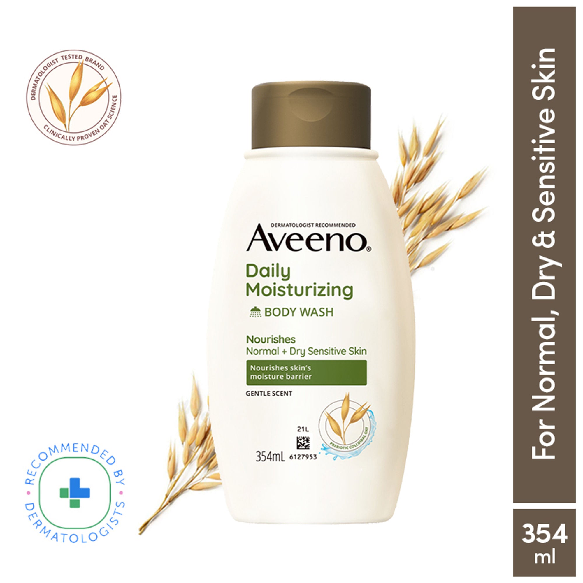 Aveeno Daily Moisturising Body Wash - Prebiotic Oat Cleanse, Moisturize Normal, Dry & Sensitive Skin