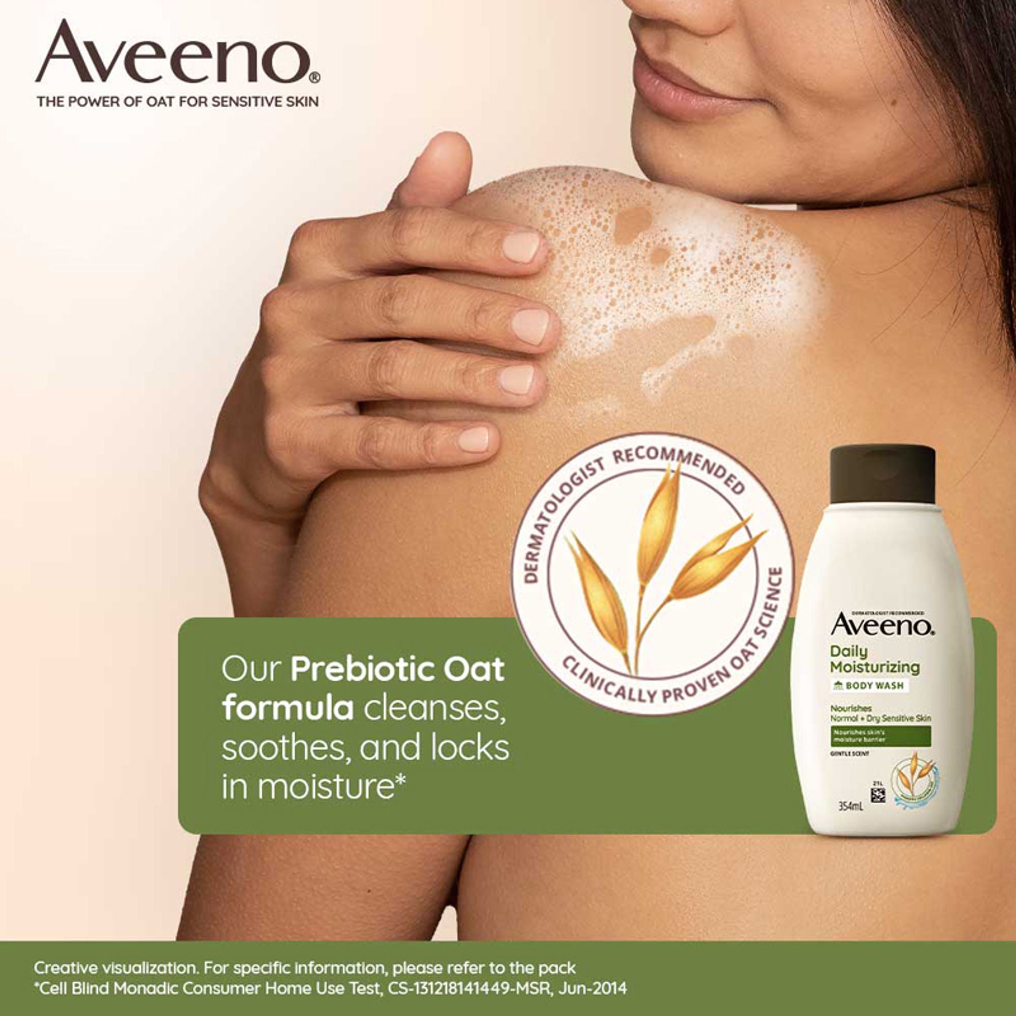 Aveeno Daily Moisturising Body Wash - Prebiotic Oat Cleanse, Moisturize Normal, Dry & Sensitive Skin