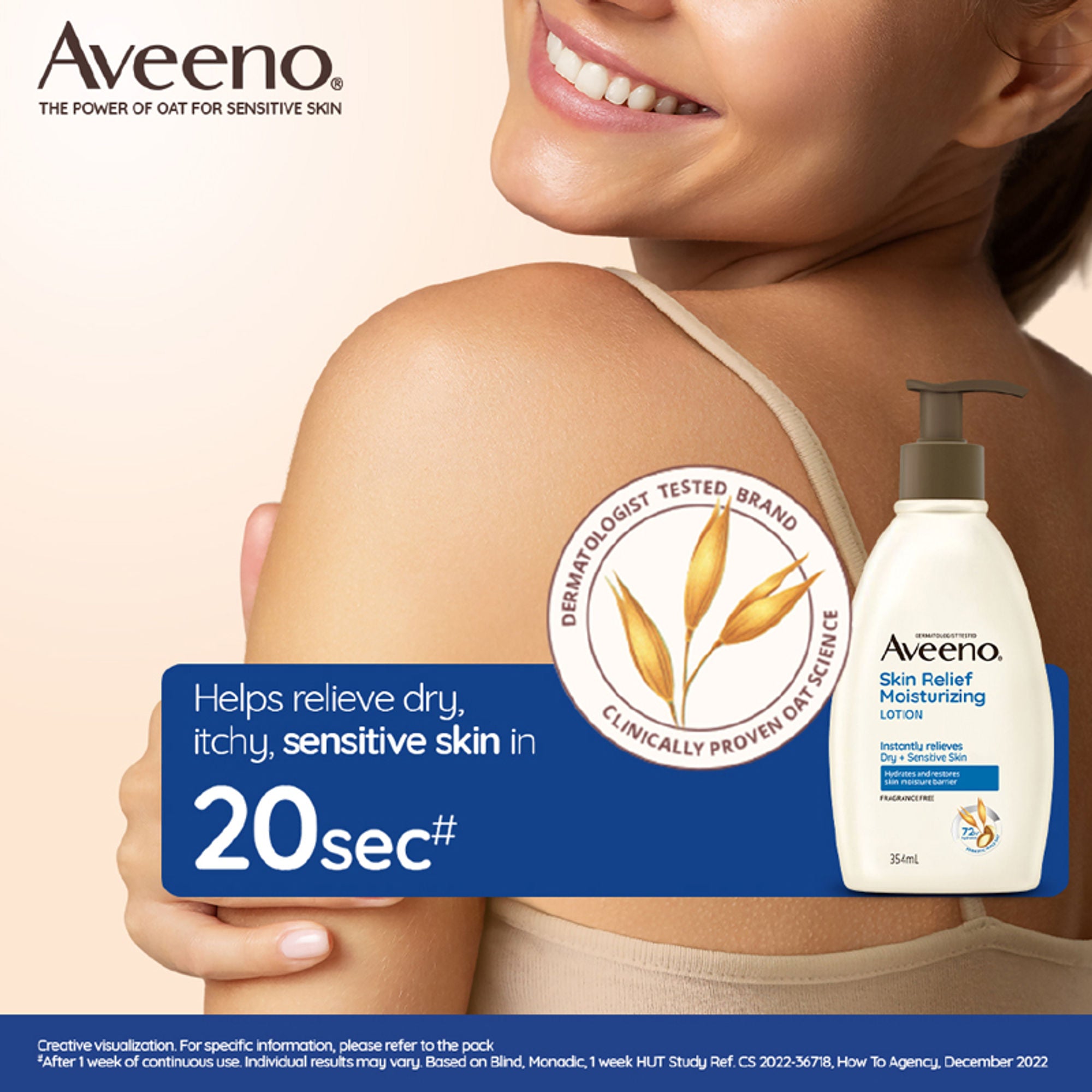 Aveeno Skin Relief Moisturising Lotion - Oat + Shea Butter Body Moisturizer For Dry & Sensitive Skin