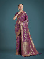 Thumbnail for Monjolika Fashion Scintilla Purple Banarasi Satin Silk Meenakari zari weaving Pattern Saree