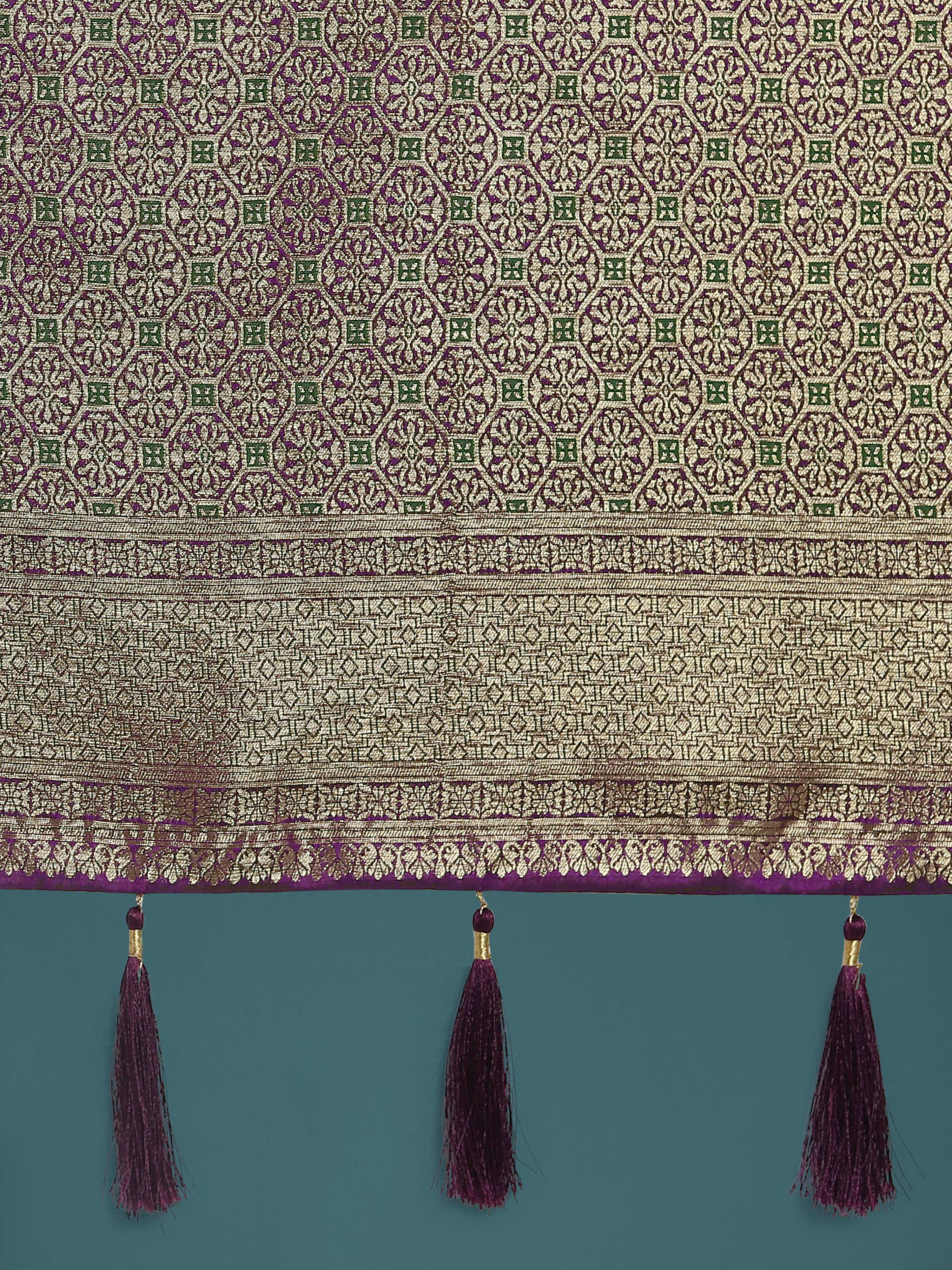 Monjolika Fashion Scintilla Purple Banarasi Satin Silk Meenakari zari weaving Pattern Saree