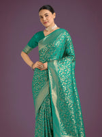 Thumbnail for Monjolika Fashion Scintilla Turquoise Banarasi Satin Silk Meenakari zari weaving Pattern Saree