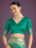 Thumbnail for Monjolika Fashion Scintilla Turquoise Banarasi Satin Silk Meenakari zari weaving Pattern Saree