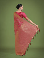 Thumbnail for Monjolika Fashion Scintilla Magenta Banarasi Satin Silk Meenakari zari weaving Pattern Saree