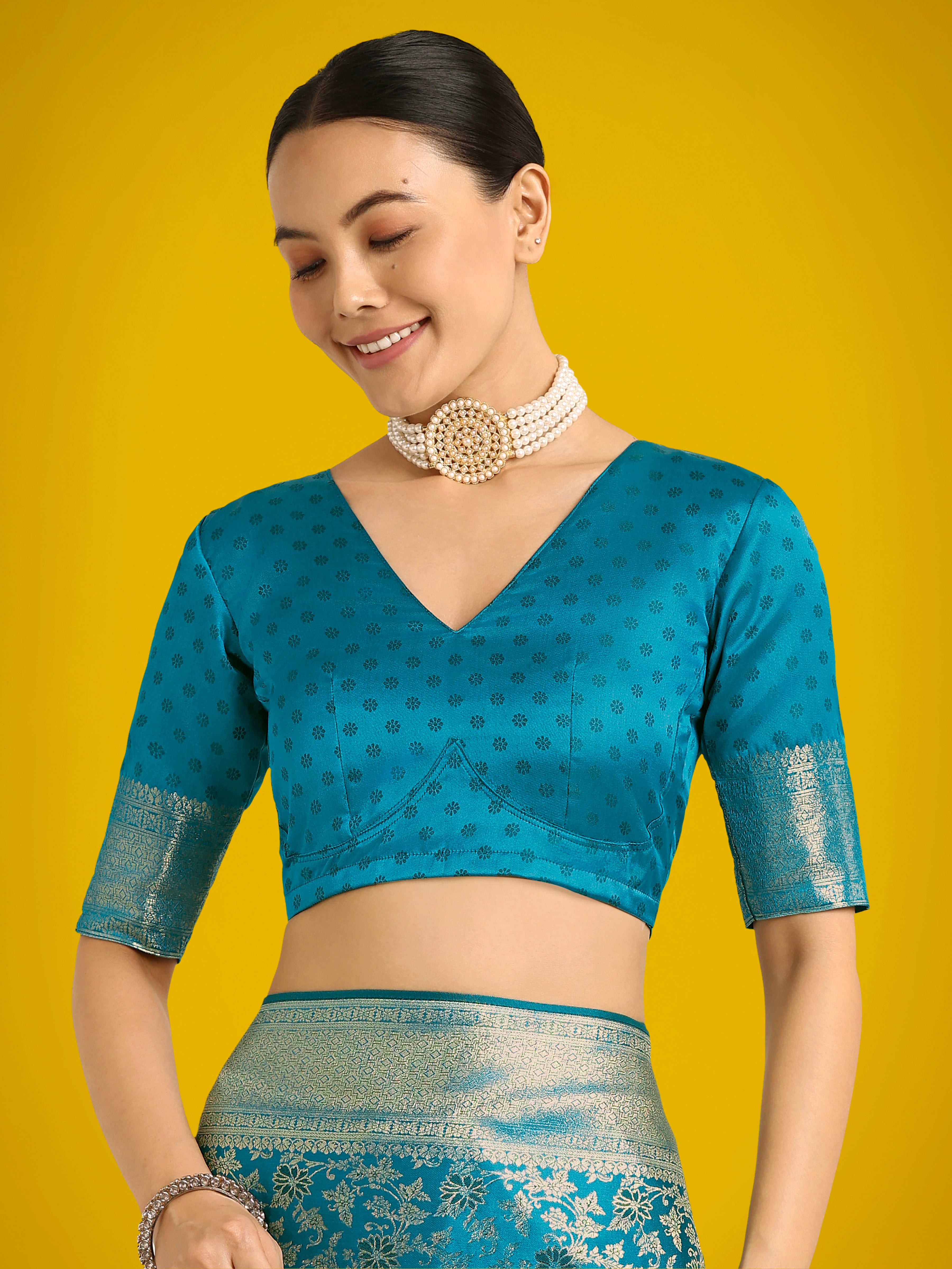 Monjolika Fashion Scintilla Sky blue Banarasi Satin Silk Meenakari zari weaving Pattern Saree