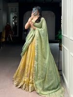 Thumbnail for Lorenvalley Fashion Yellow NC Moss Silk Sequins and Thread Embroidery Work Lehenga Choli with Dupatta - Dista
